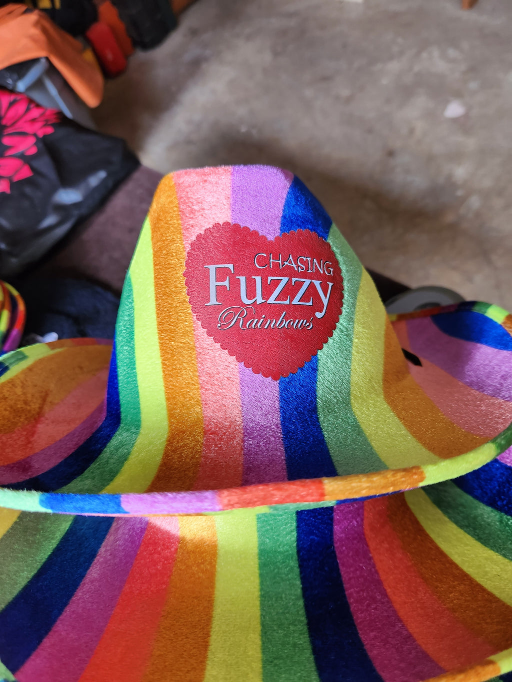 CLEARANCE Chasing Fuzzy Rainbows, Rainbow Felt Hat